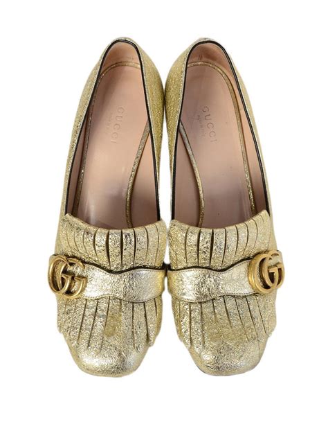 gucci gold leaf loafers|gucci loafer with heel.